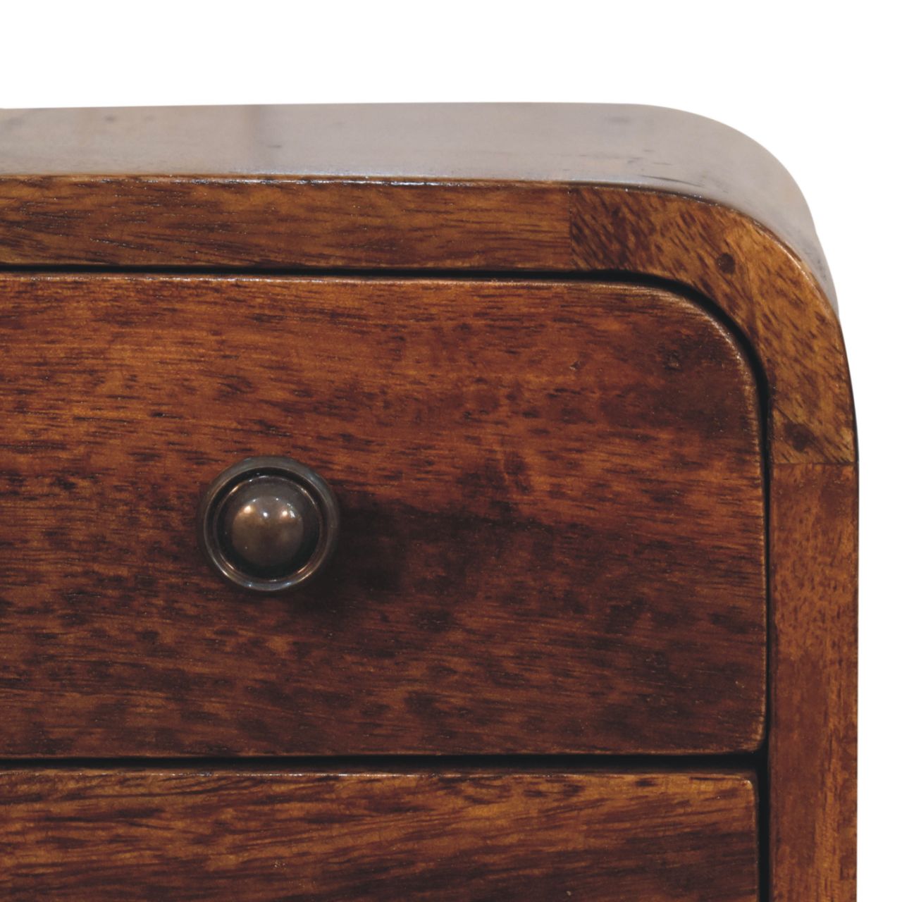 Extra Mini Curved Chestnut Bedside Table