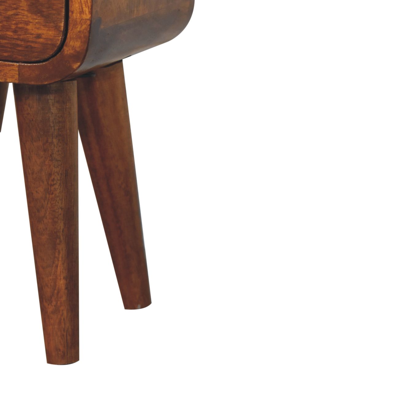 Extra Mini Curved Chestnut Bedside Table