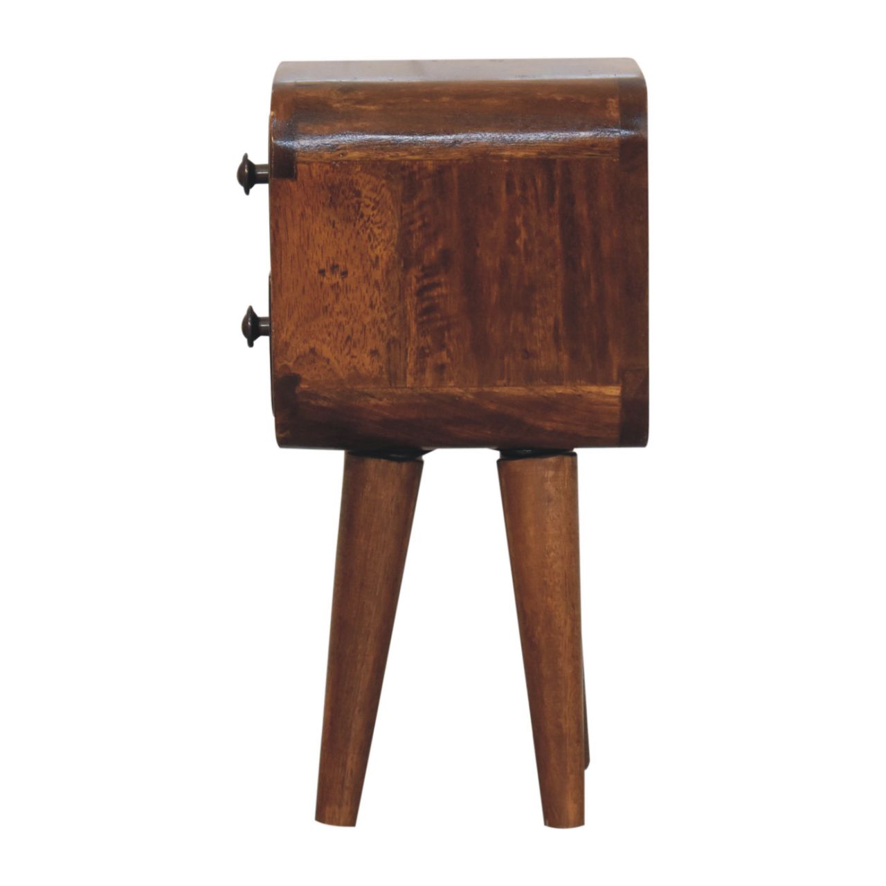 Extra Mini Curved Chestnut Bedside Table