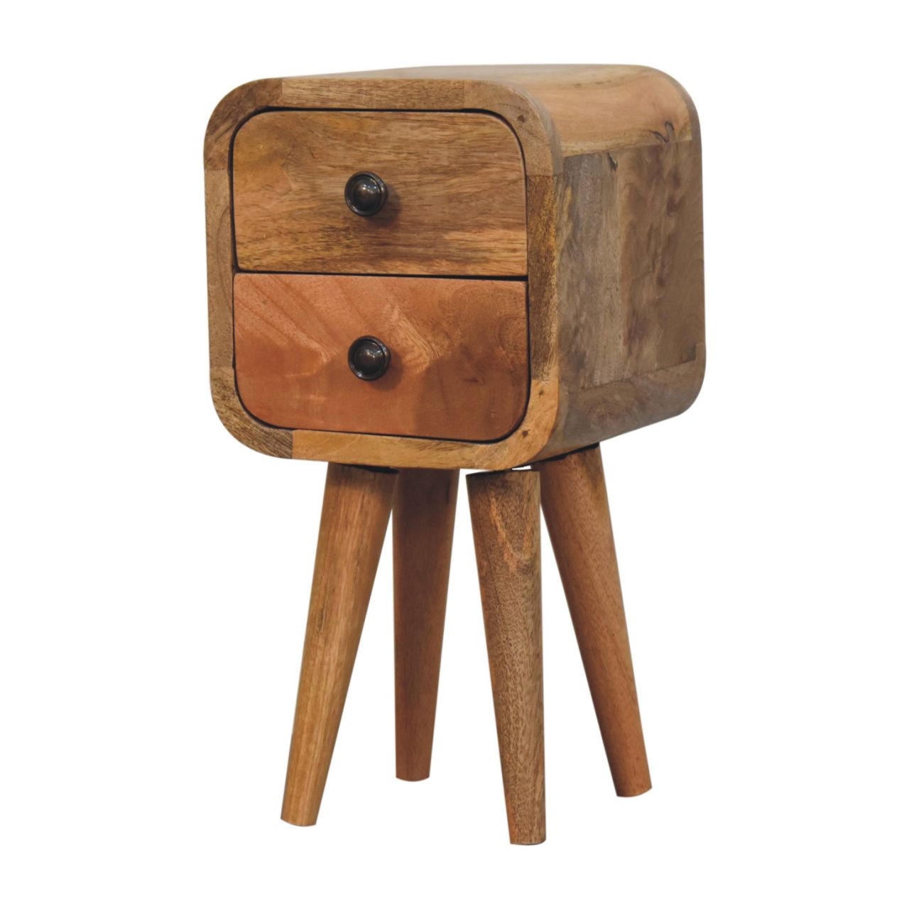 Extra Mini Curved Oak-ish Bedside Table