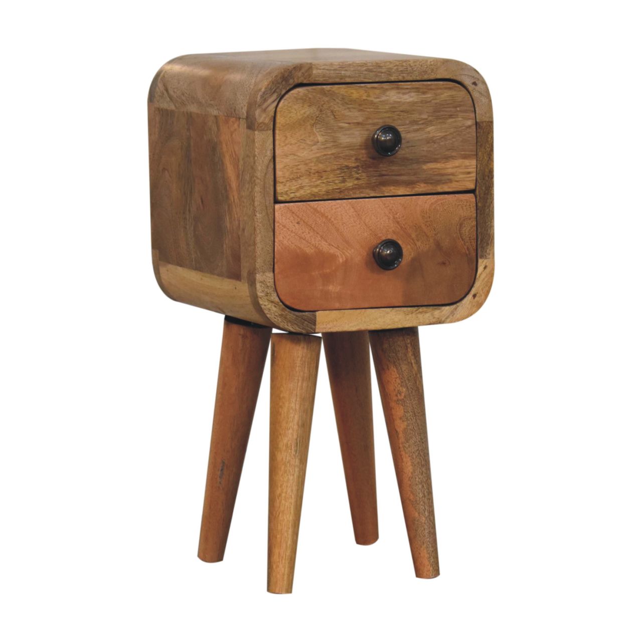 Extra Mini Curved Oak-ish Bedside Table