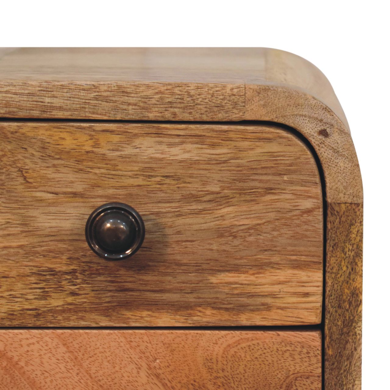 Extra Mini Curved Oak-ish Bedside Table