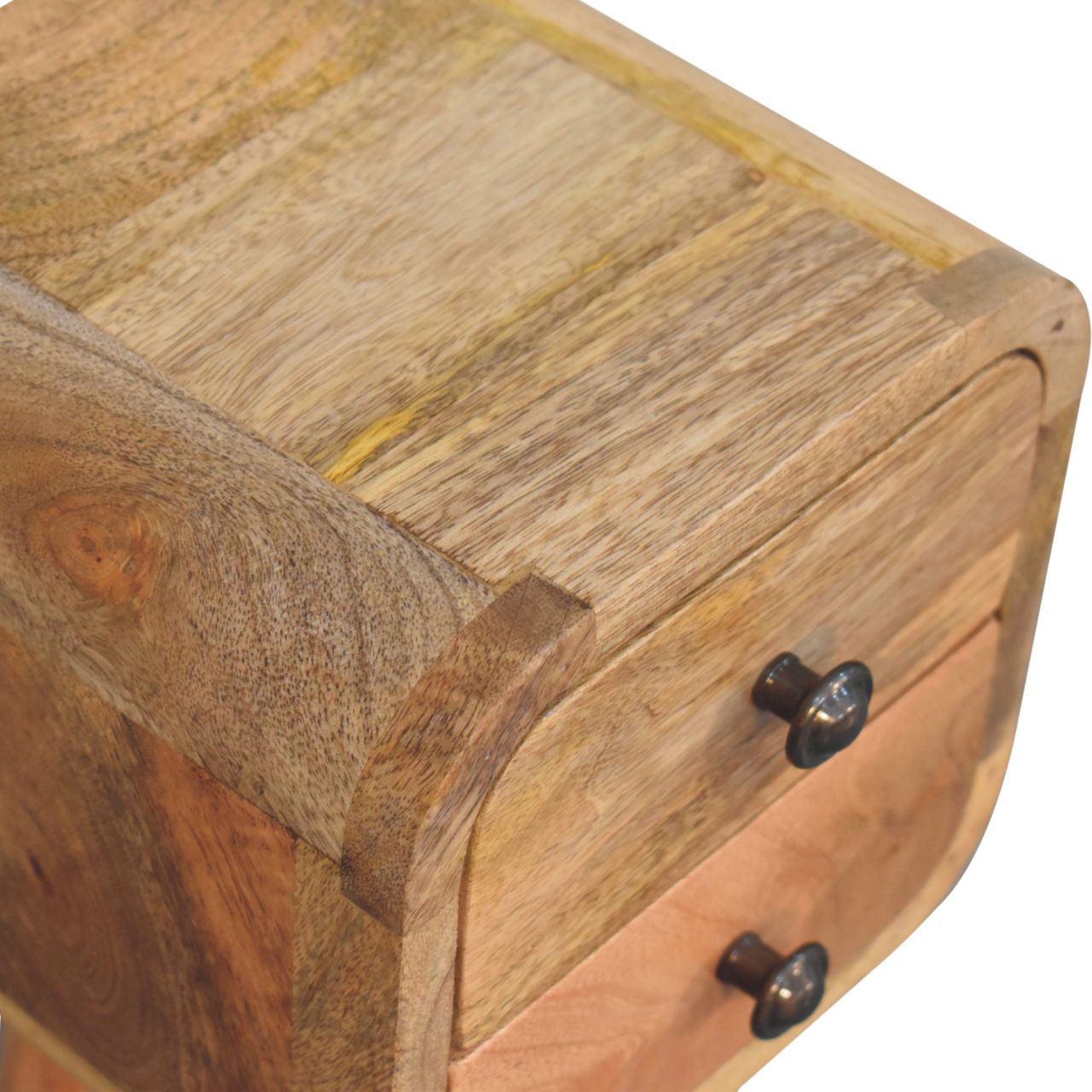Extra Mini Curved Oak-ish Bedside Table