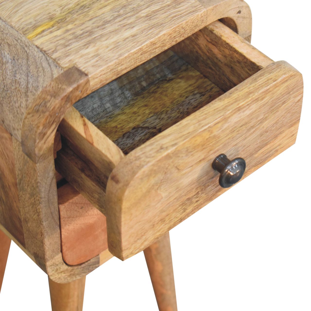 Extra Mini Curved Oak-ish Bedside Table