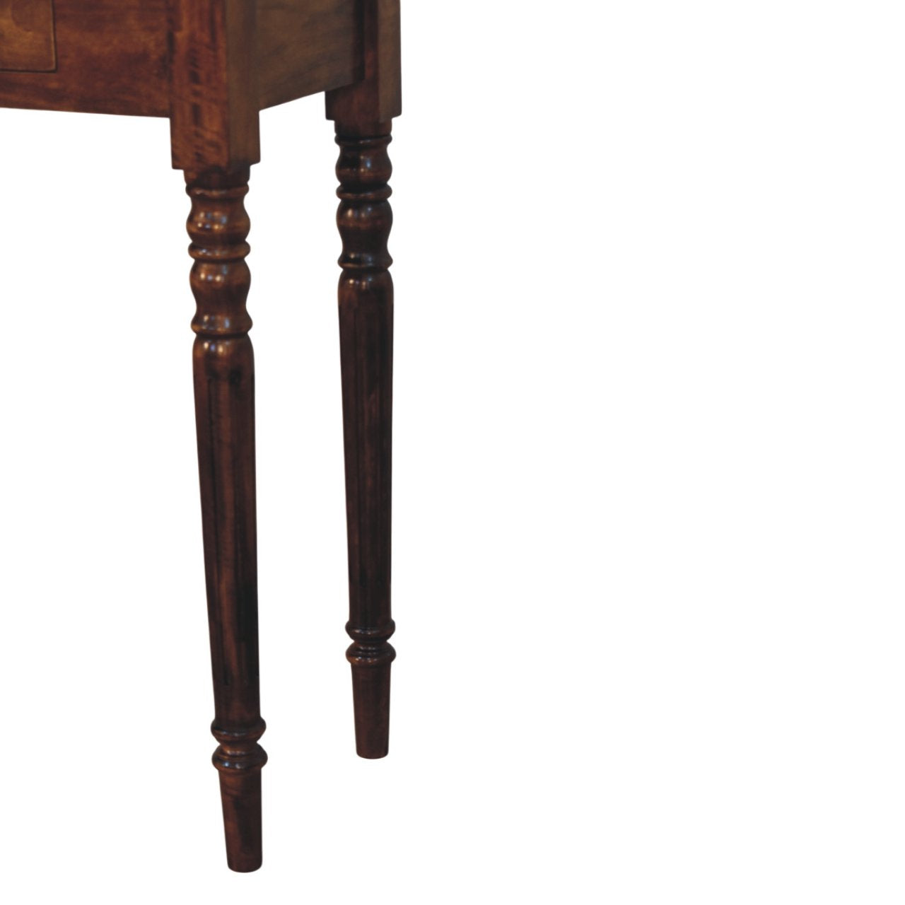 Turned Legs 3 Drawer Chestnut Console Table
