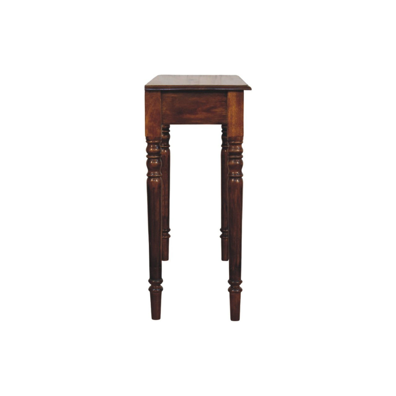 Turned Legs 3 Drawer Chestnut Console Table