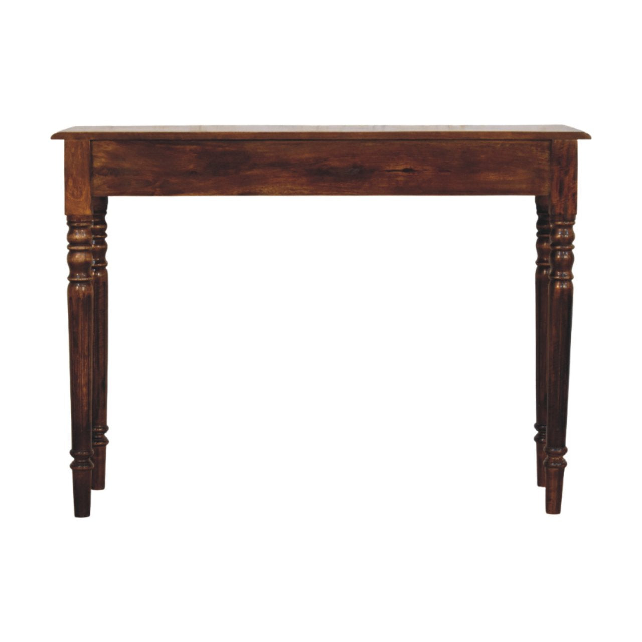Turned Legs 3 Drawer Chestnut Console Table