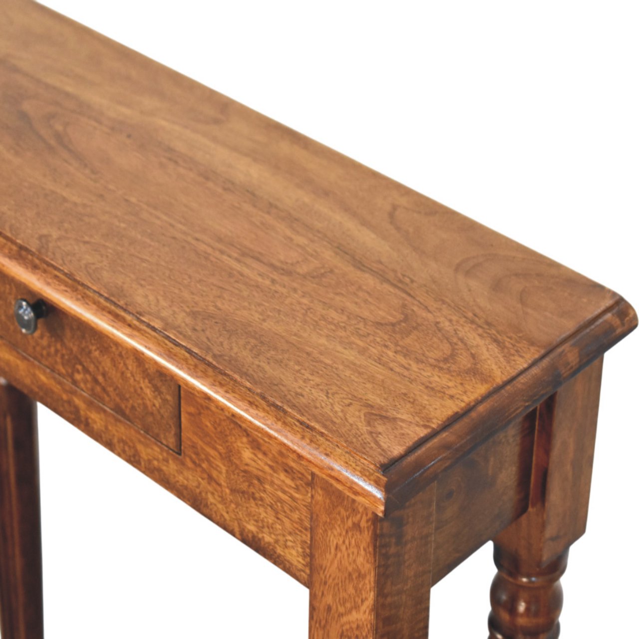 Turned Legs 1 Drawer Chestnut Console Table