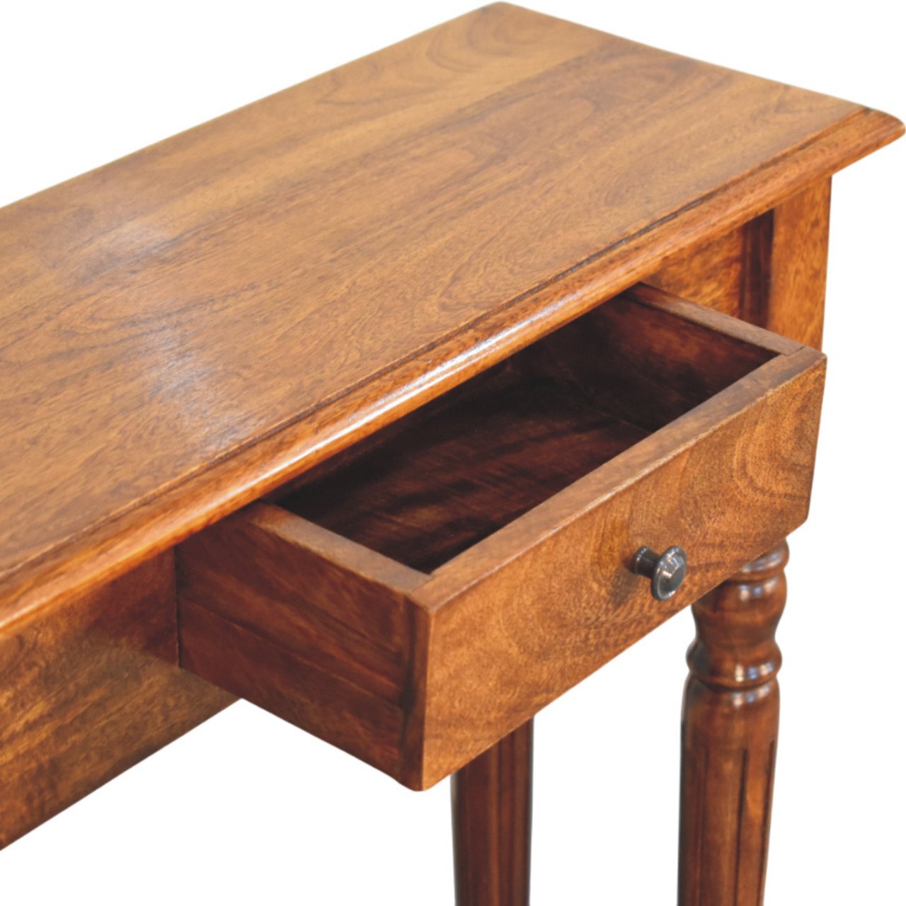 Turned Legs 1 Drawer Chestnut Console Table