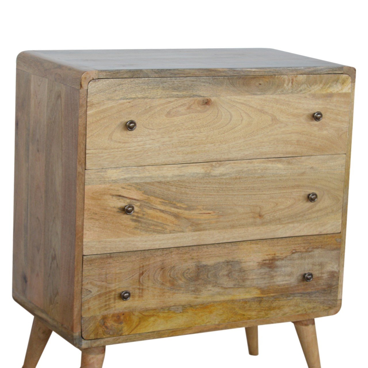 Curved Oak-ish Chest Of Drawers