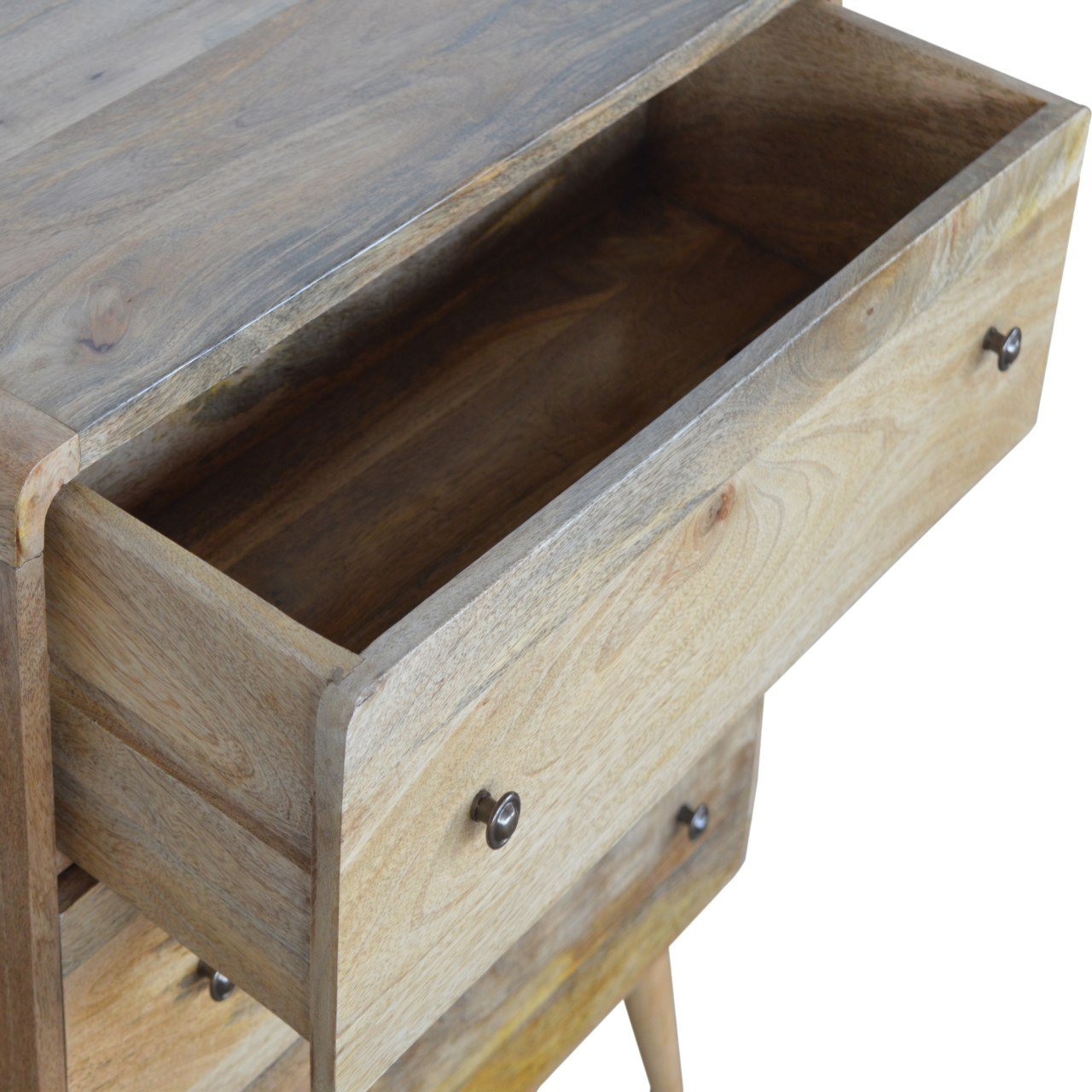 Curved Oak-ish Chest Of Drawers