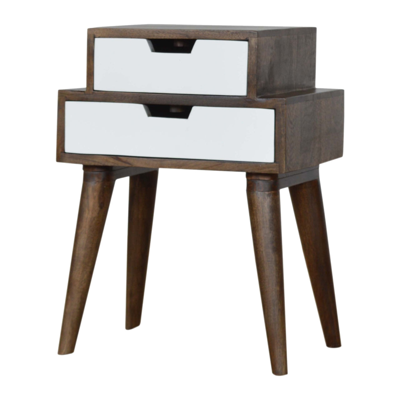 Walnut and White Painted Bedside Table