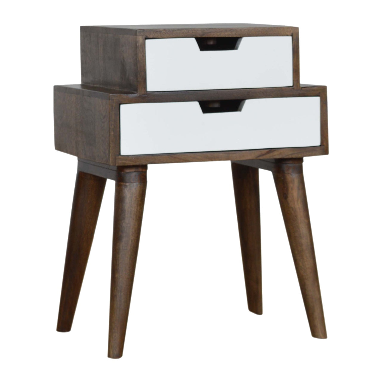Walnut and White Painted Bedside Table