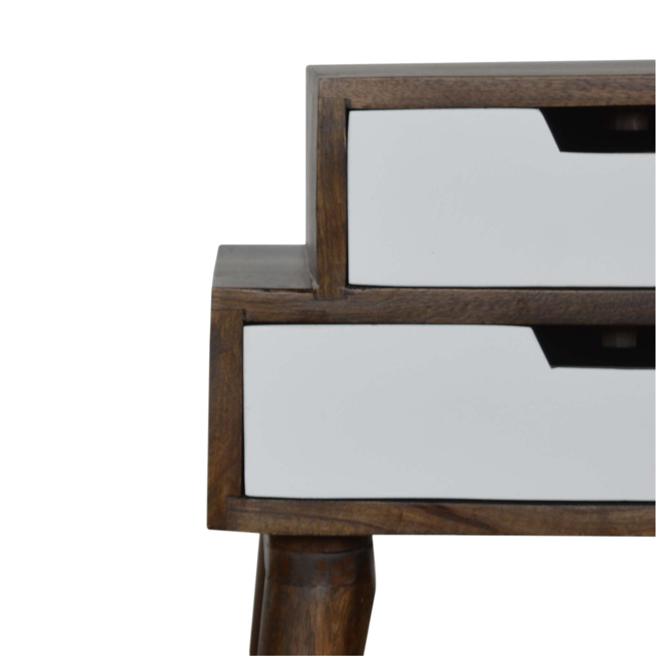Walnut and White Painted Bedside Table