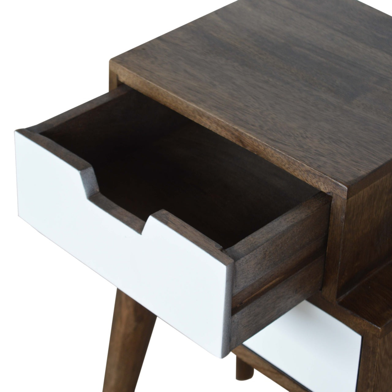 Walnut and White Painted Bedside Table