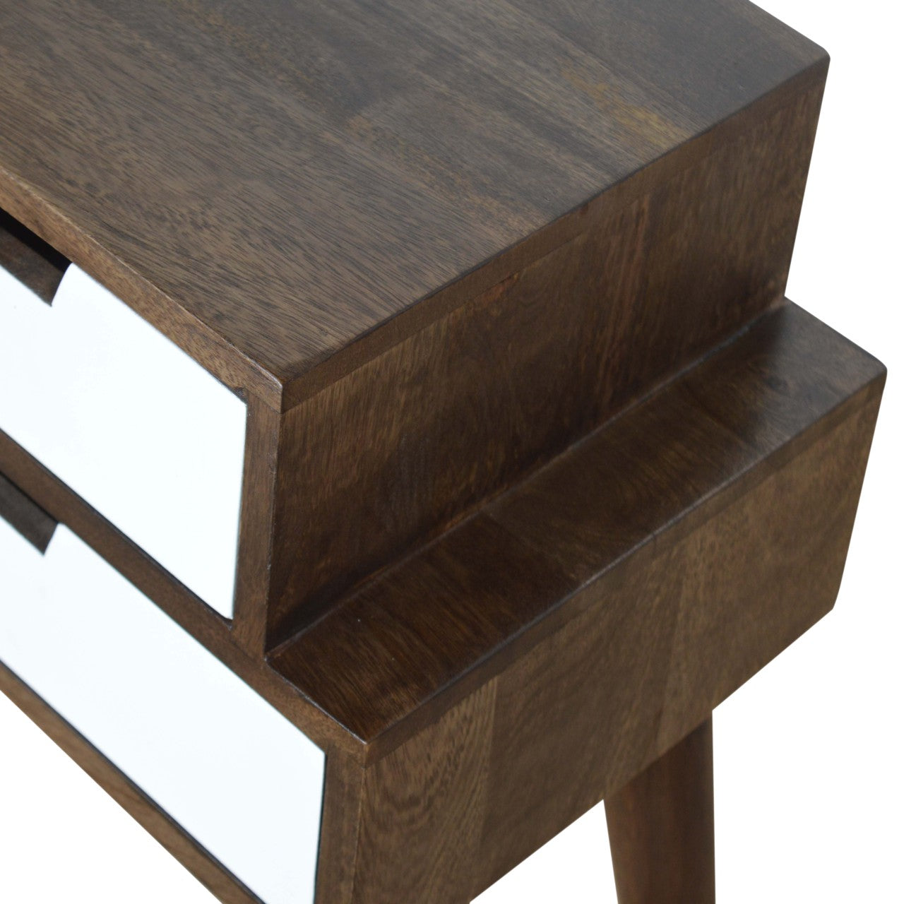 Walnut and White Painted Bedside Table