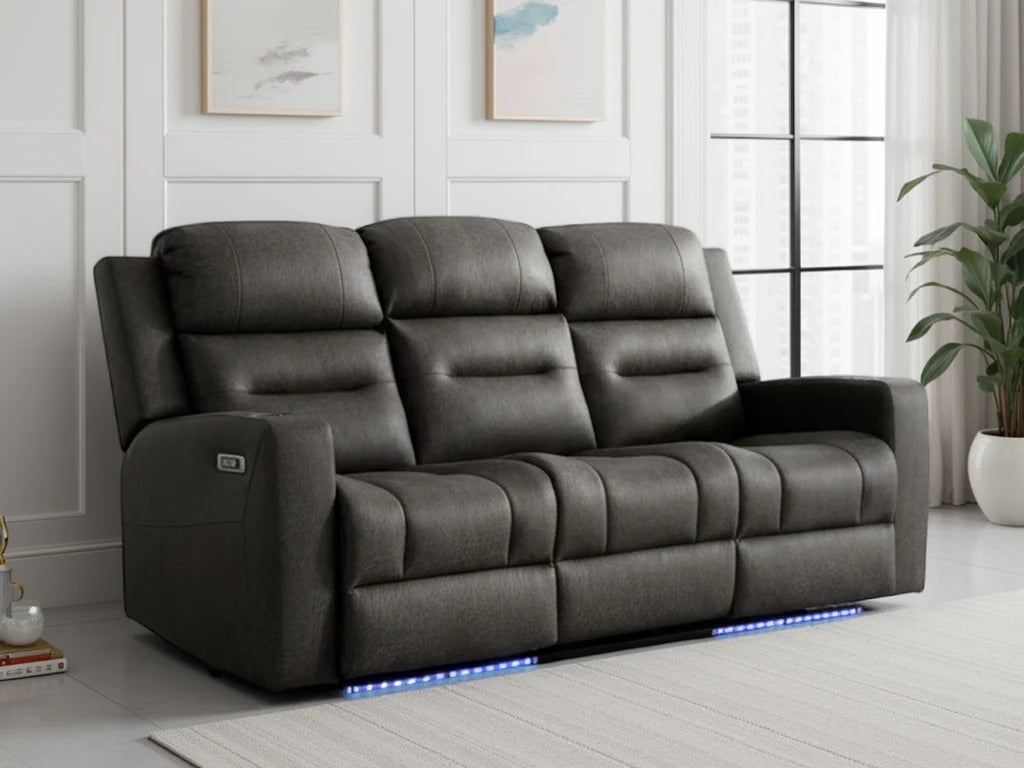 C-Love Tech Electric Recliner Brown 3 Seater Sofa