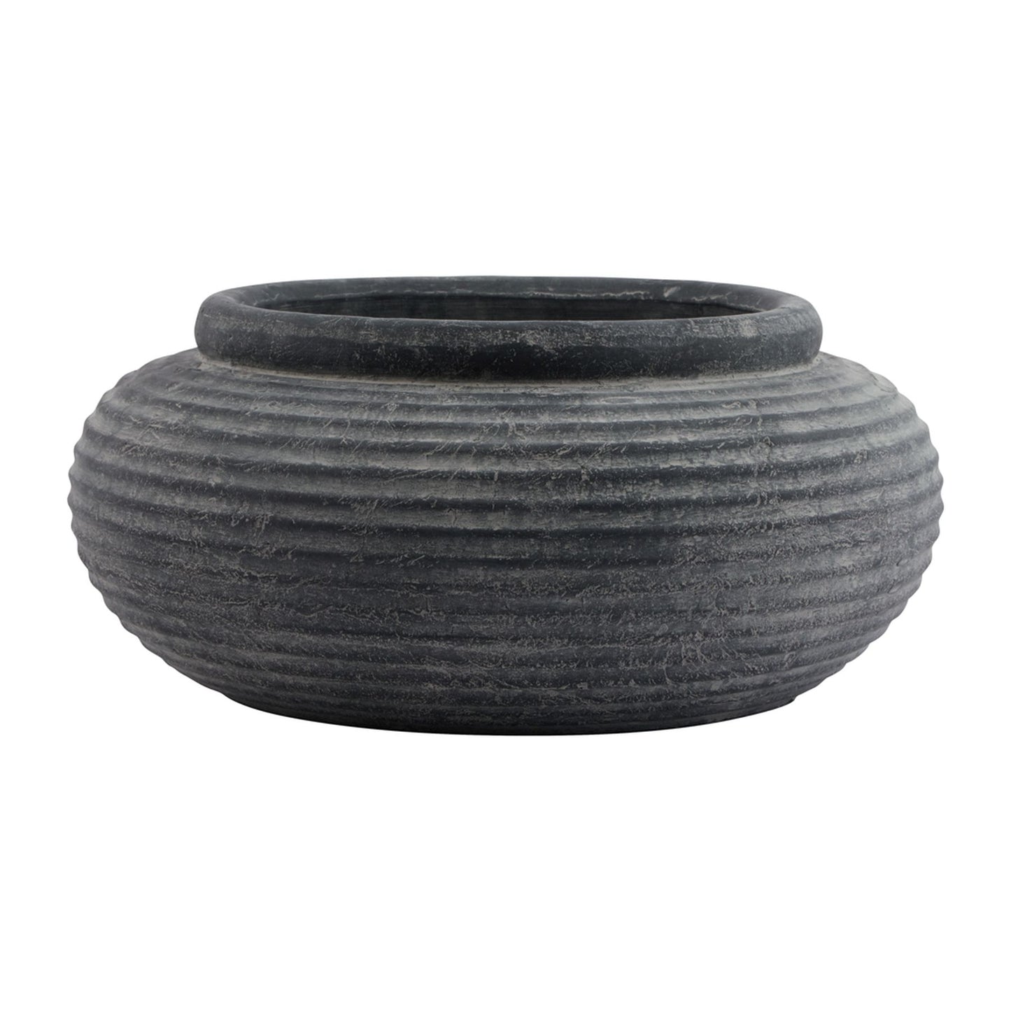 Amalfi Grey Round Ribbed Planter - Luxe Home Comforts