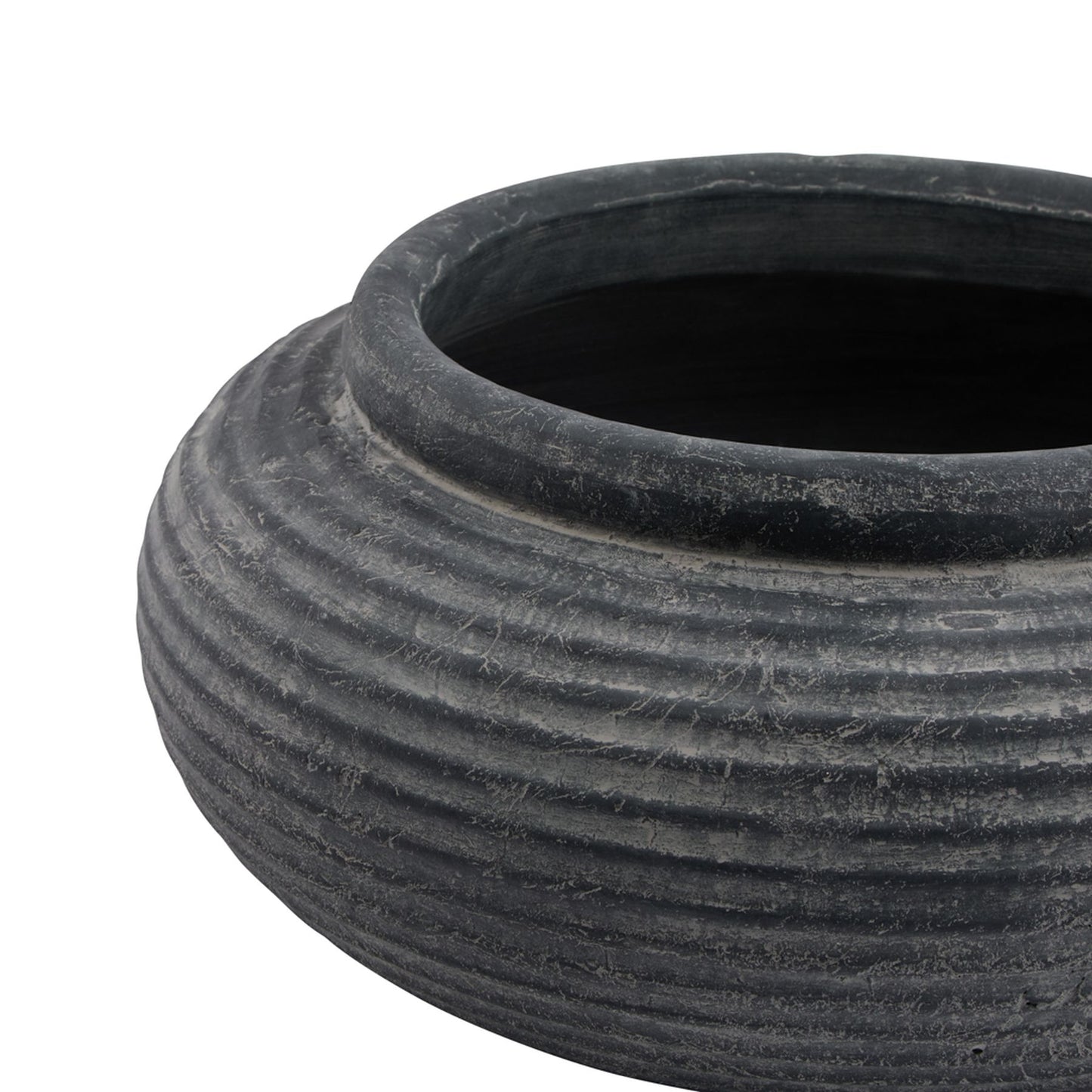 Amalfi Grey Round Ribbed Planter - Luxe Home Comforts