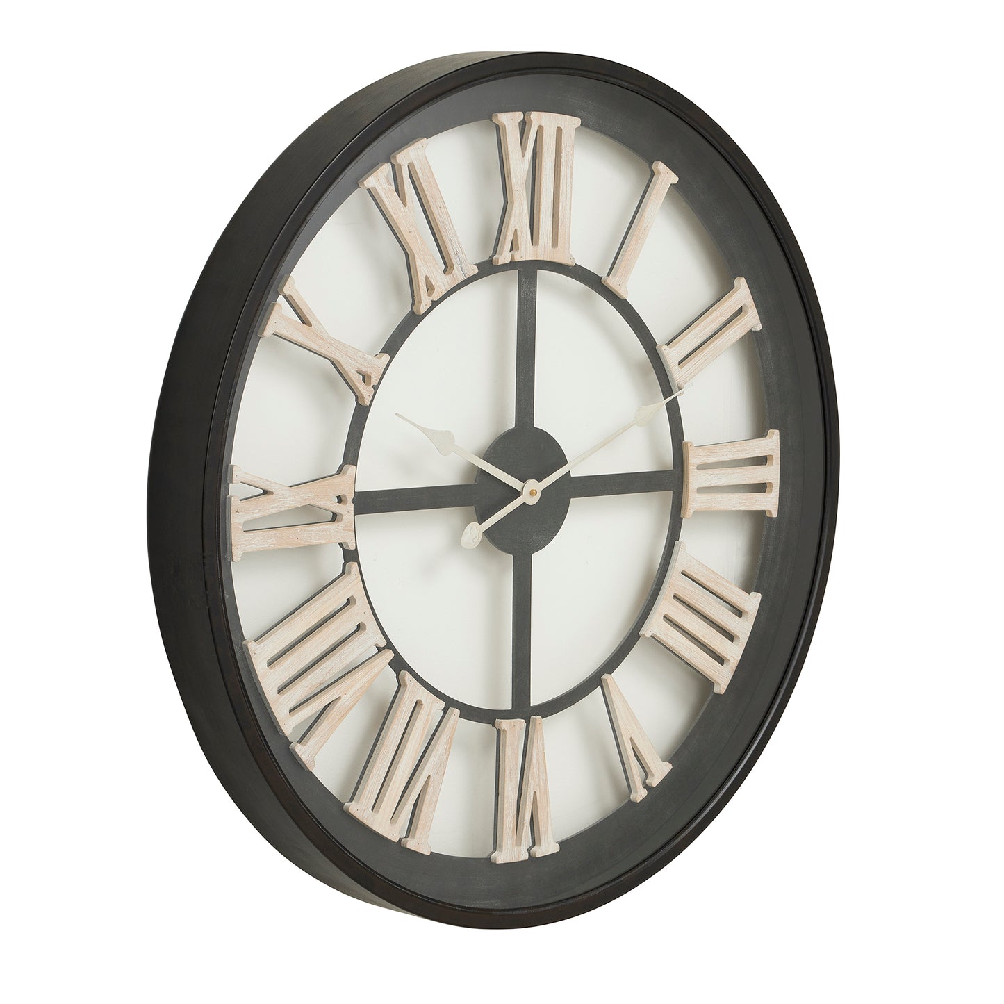 Black Framed Skeleton Clock With White Roman Numerals - Luxe Home Comforts