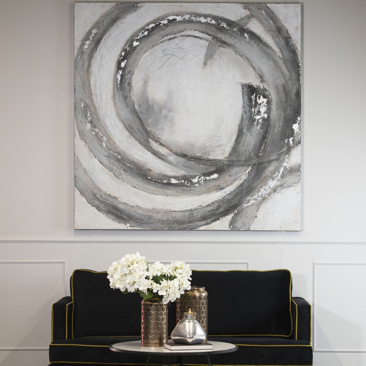 Galaxy Silver And Grey Hand Painted Canvas - Luxe Home Comforts