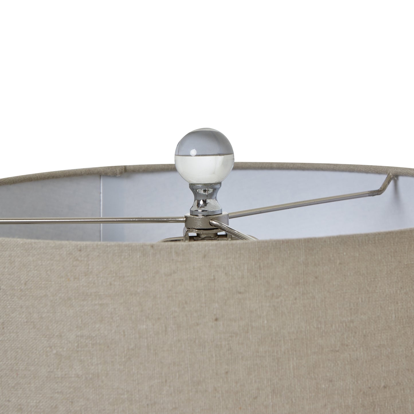 Grey Glass Table Lamp With Linen Shade - Luxe Home Comforts