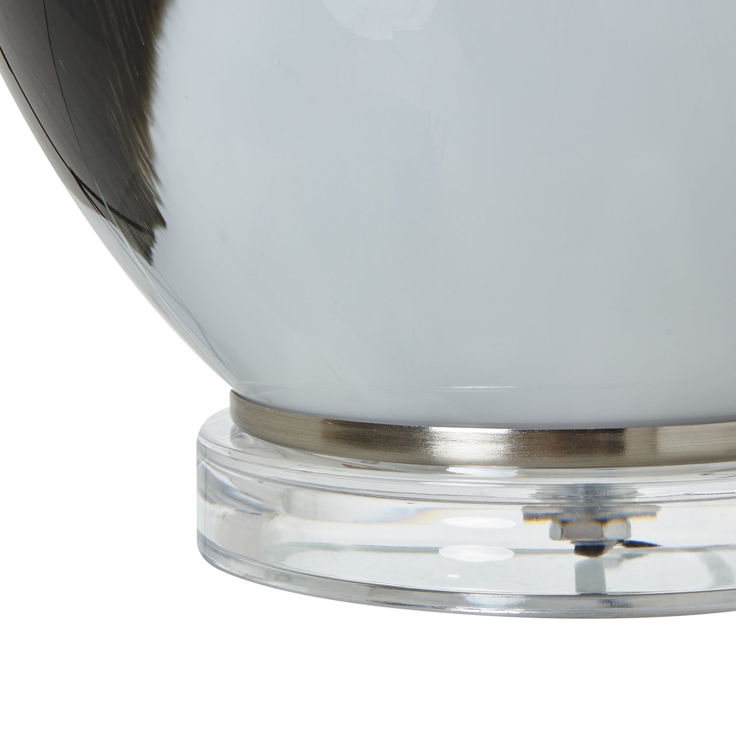 Grey Glass Table Lamp With Linen Shade - Luxe Home Comforts