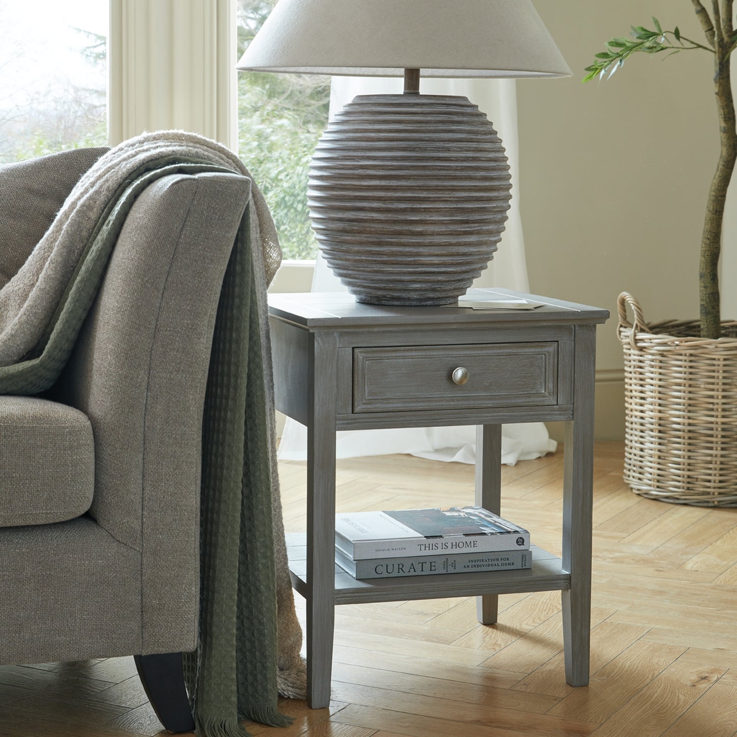 Saturn Table Lamp With Linen Shade - Luxe Home Comforts