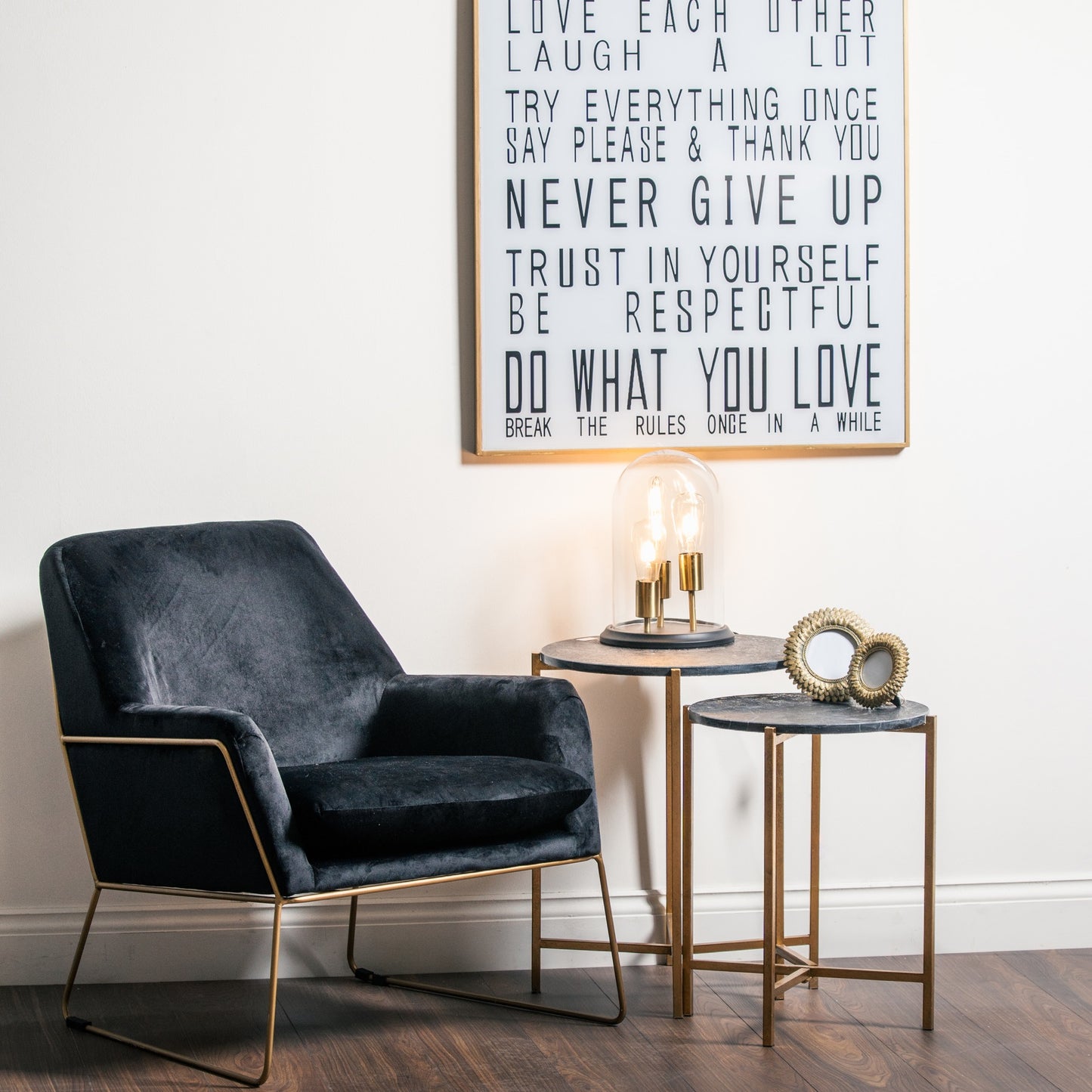 Set Of Two Black Marble Tables - Luxe Home Comforts