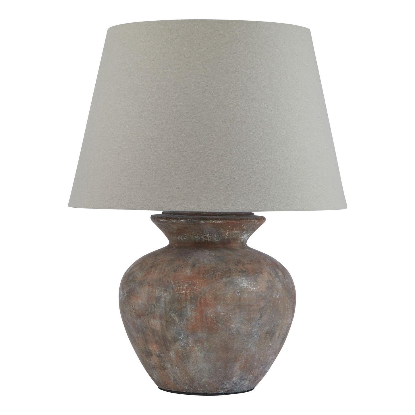 Siena Brown Round Table Lamp With Linen Shade - Luxe Home Comforts