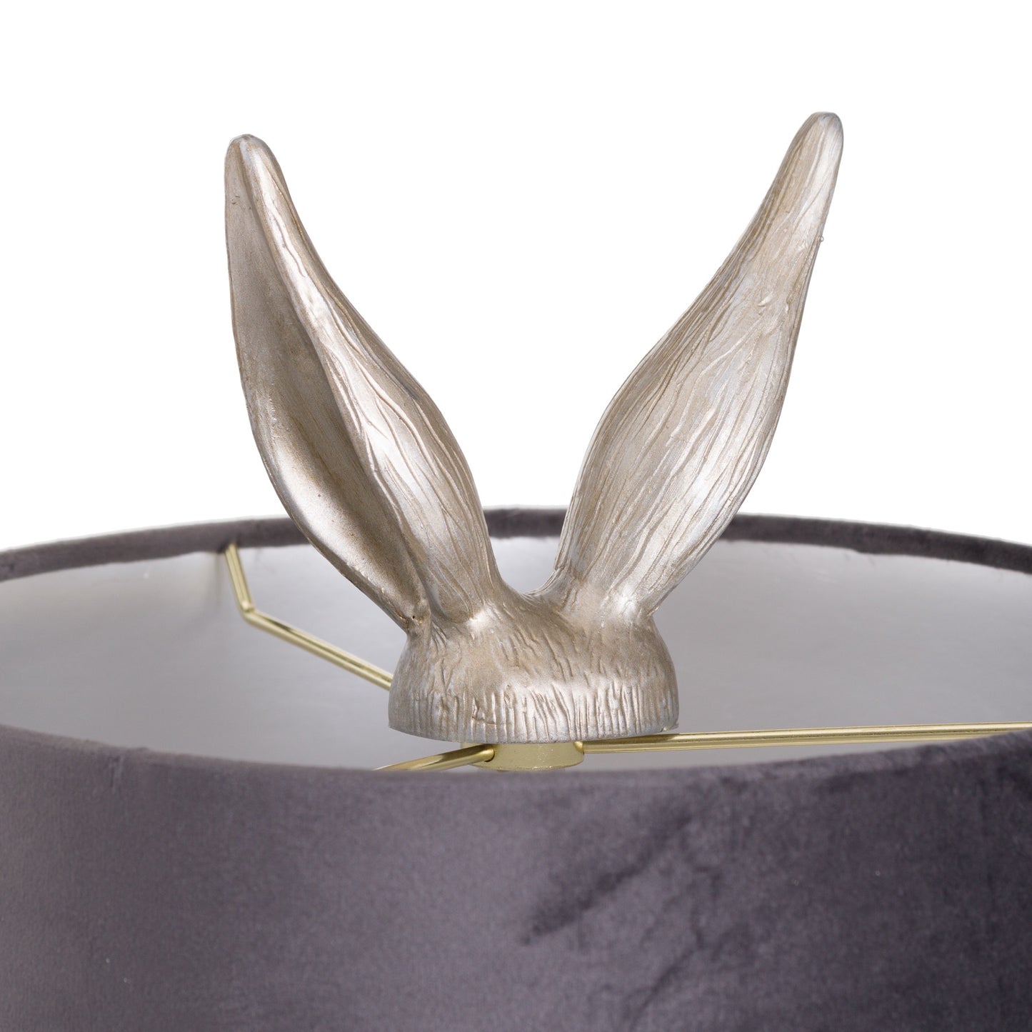Silver Hare Table Lamp With Grey Velvet Shade - Luxe Home Comforts