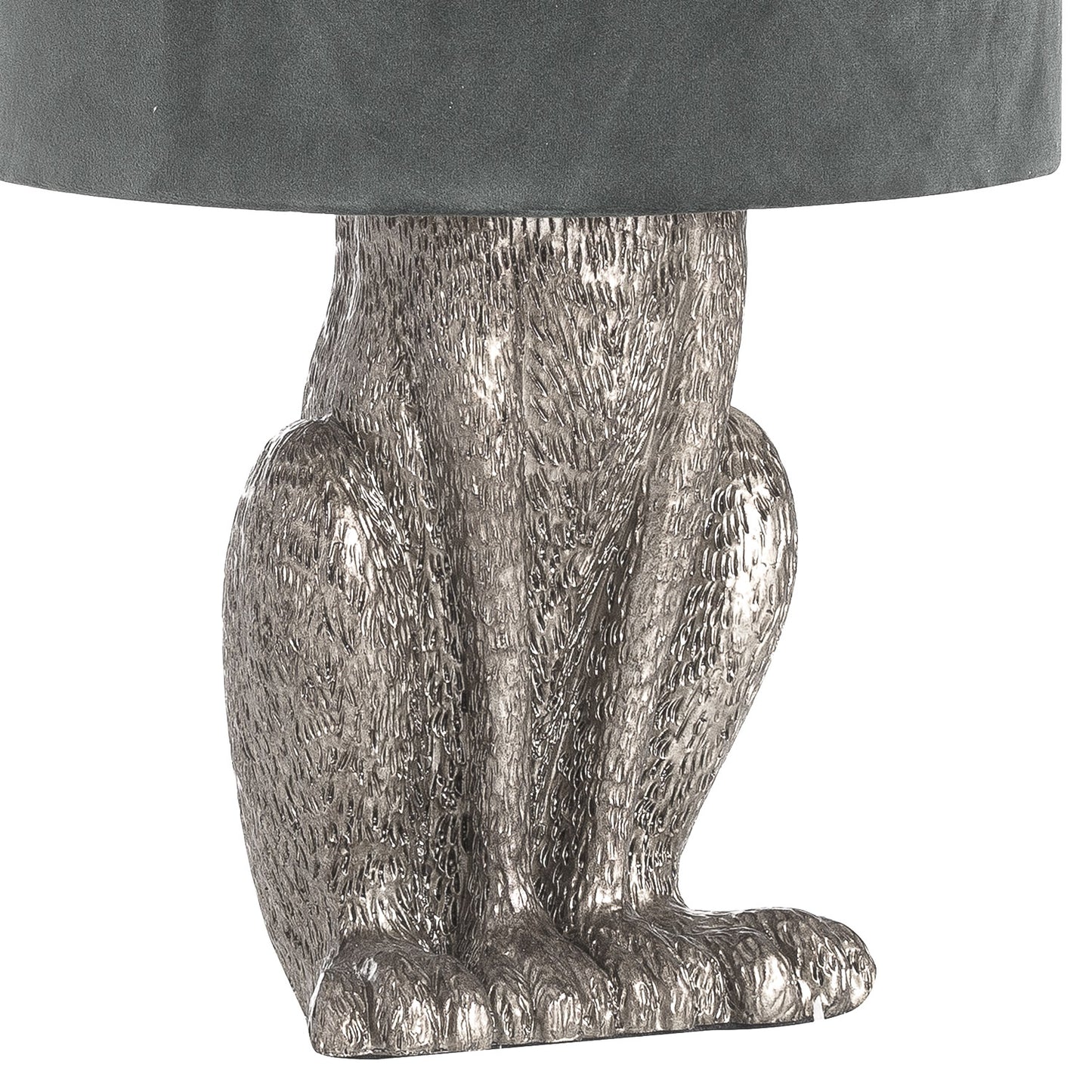 Silver Hare Table Lamp With Grey Velvet Shade - Luxe Home Comforts