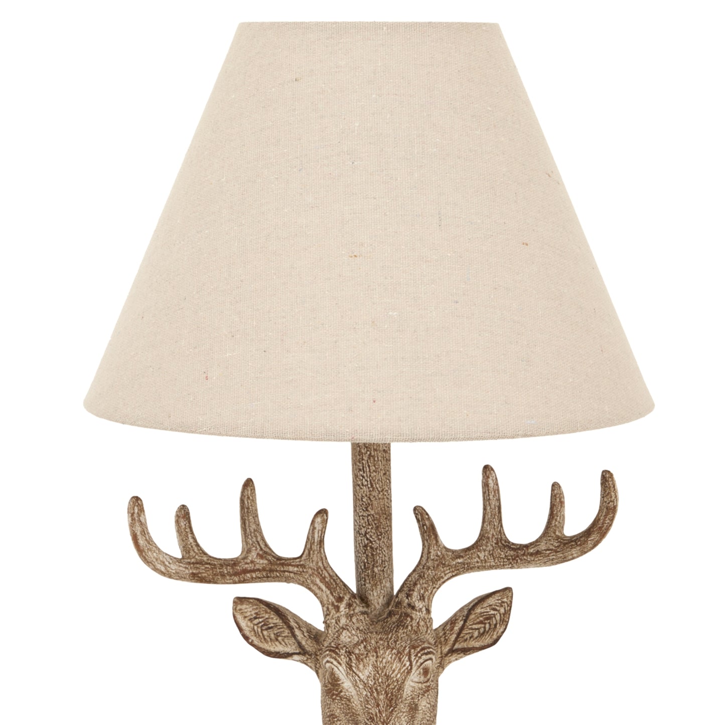 Stonewashed Stag Head Table Lamp With Linen Shade - Luxe Home Comforts
