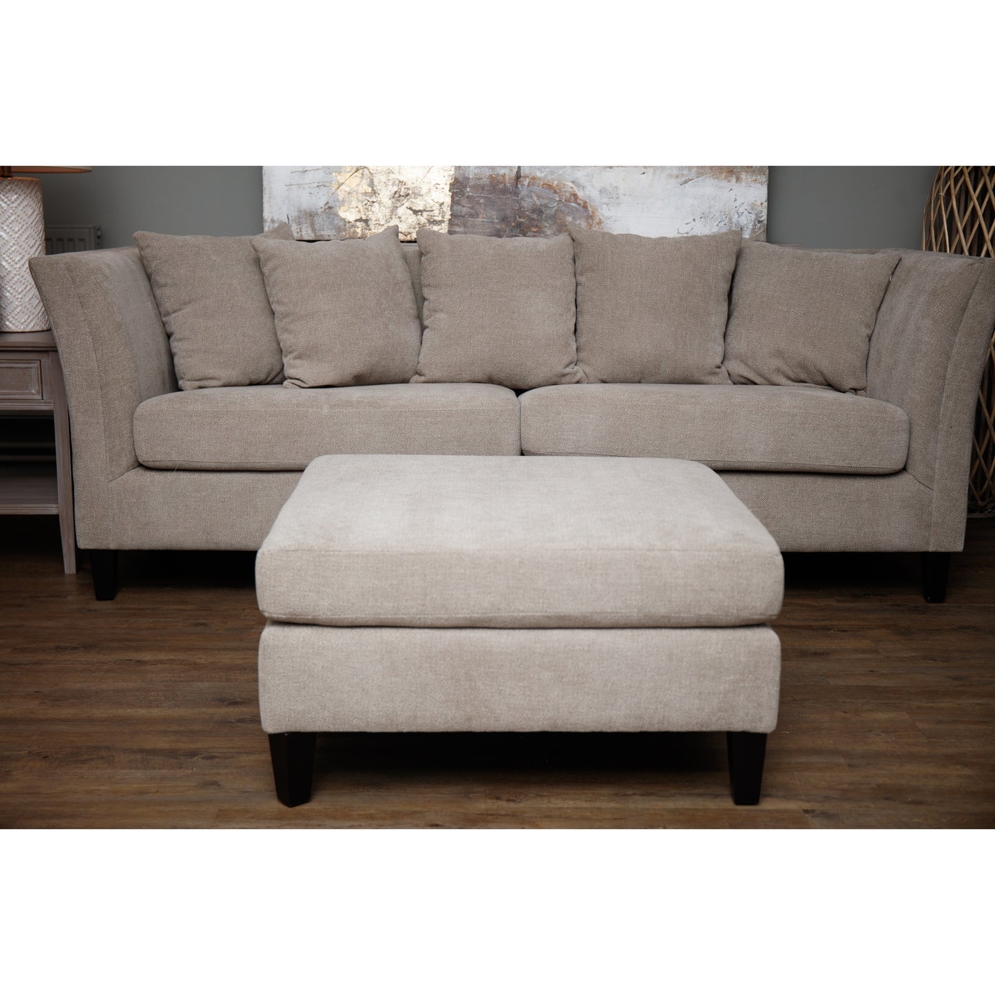 Vesper Taupe Ottoman Foot Stool - Luxe Home Comforts