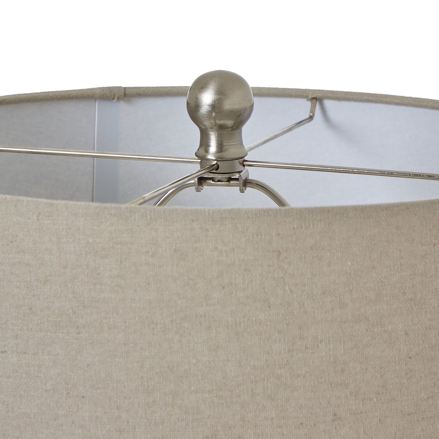 White Beaded Ceramic Lamp With Linen Shade - Luxe Home Comforts