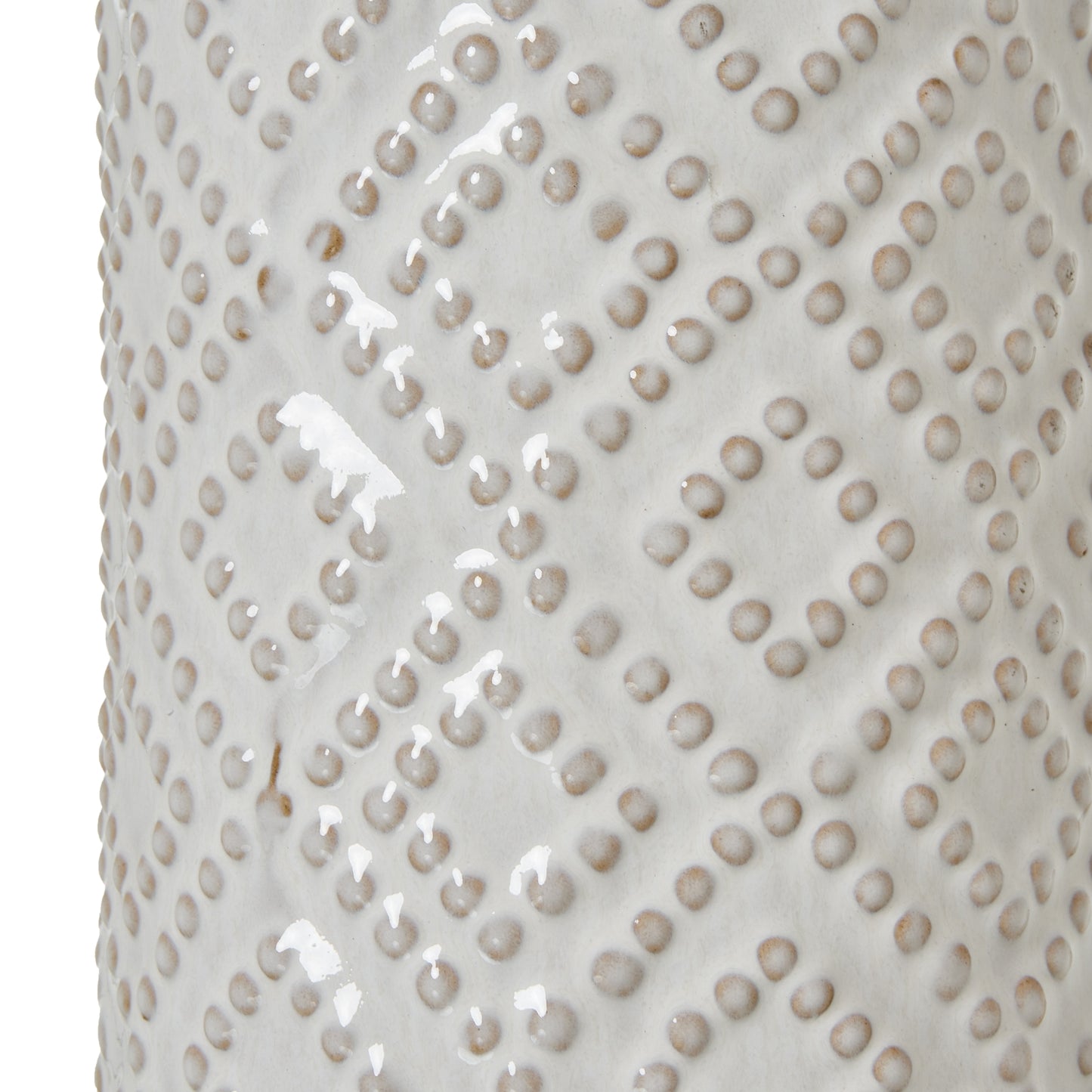 White Beaded Ceramic Lamp With Linen Shade - Luxe Home Comforts