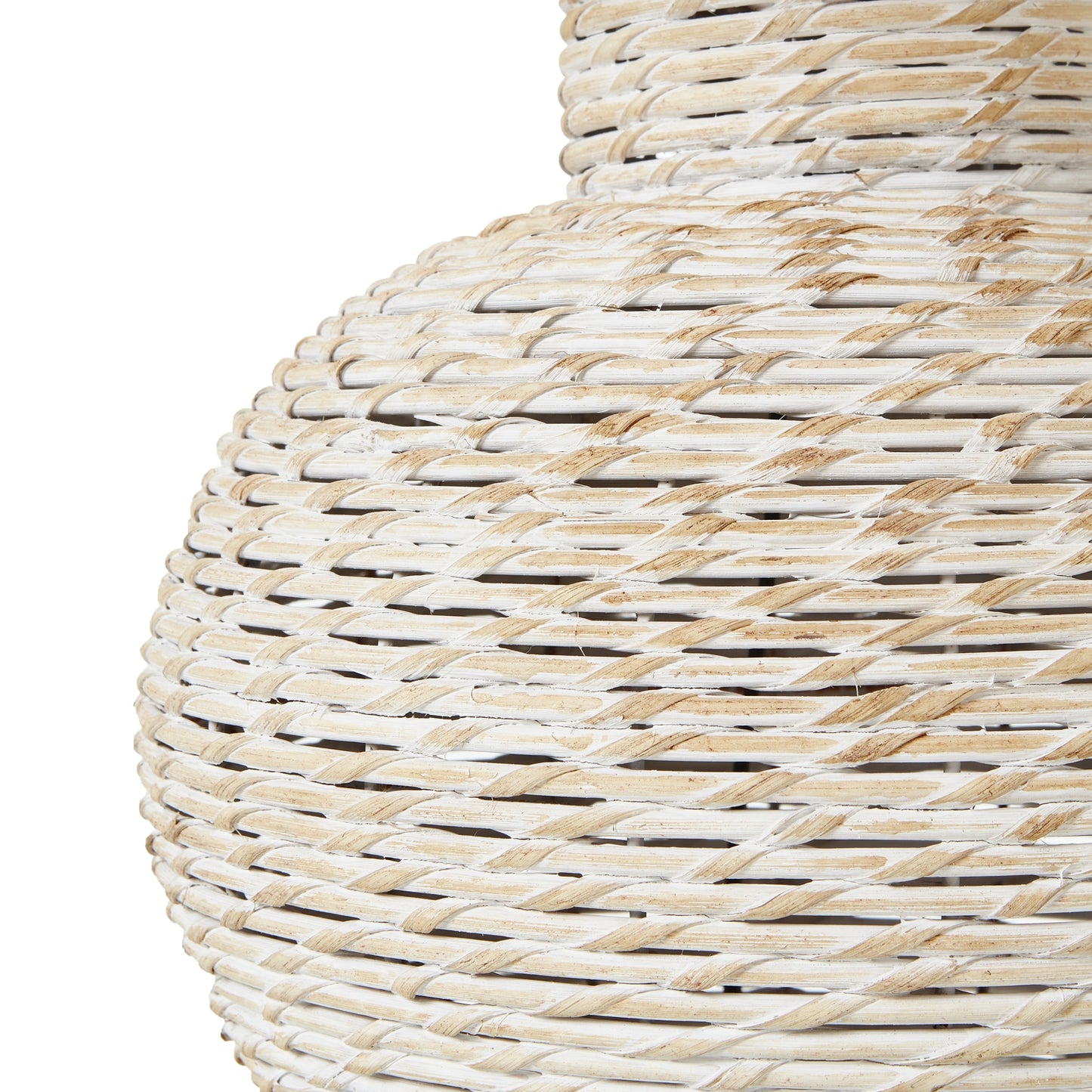 White Wash Bulbous Wicker Table Lamp With Linen Shade - Luxe Home Comforts