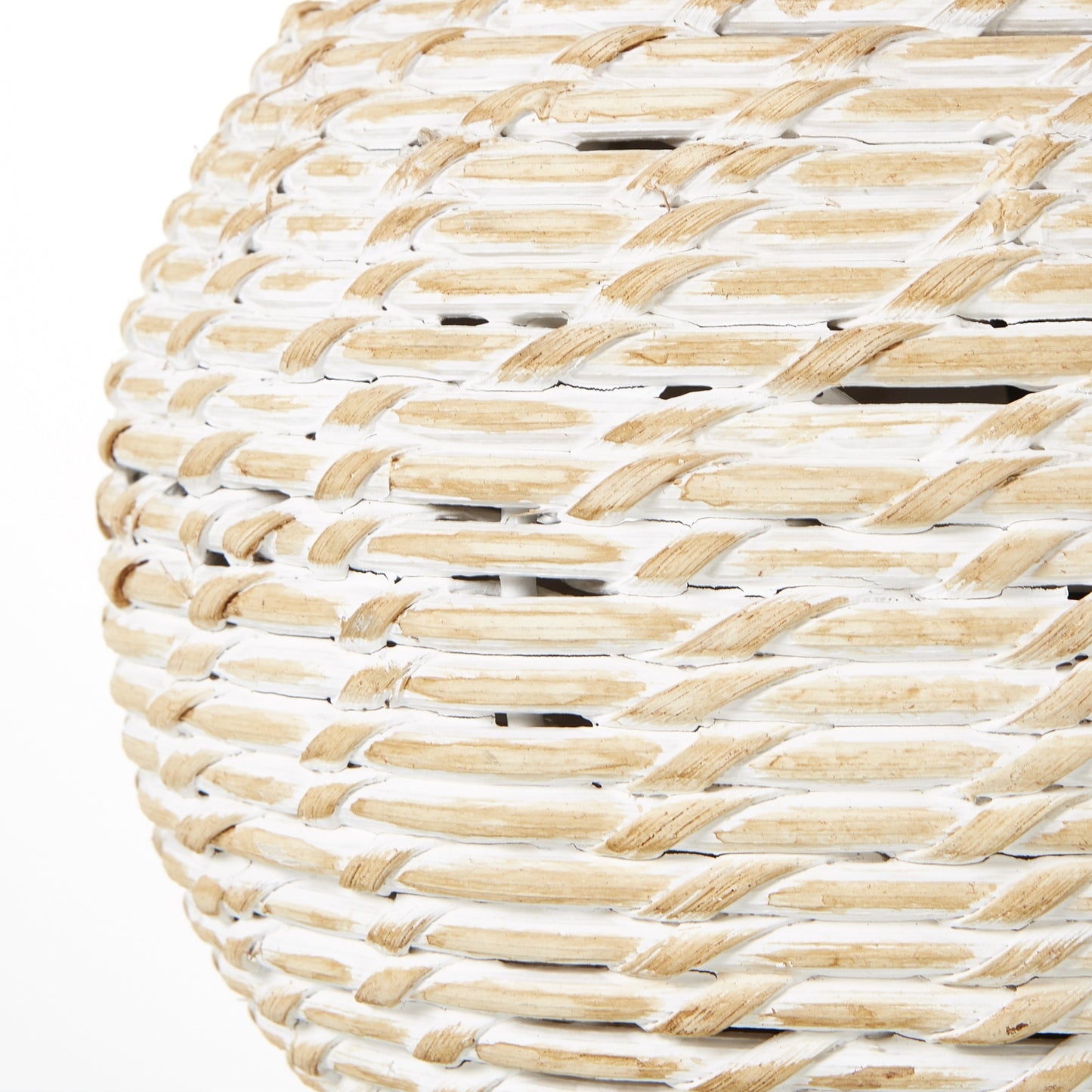 White Wash Small Bulbous Wicker Table Lamp With Linen Shade - Luxe Home Comforts