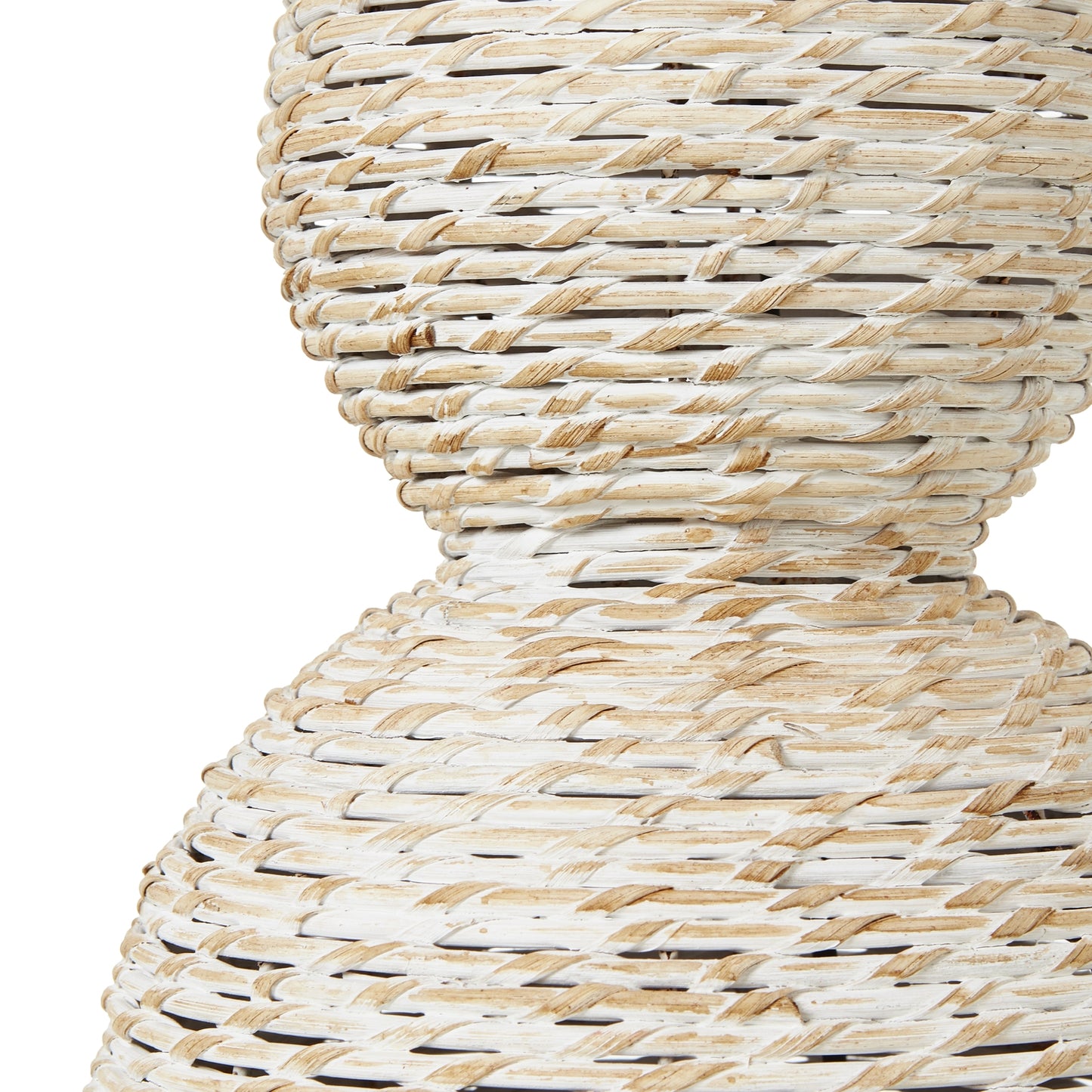 White Wash Wicker Globe Table Lamp With Linen Shade - Luxe Home Comforts