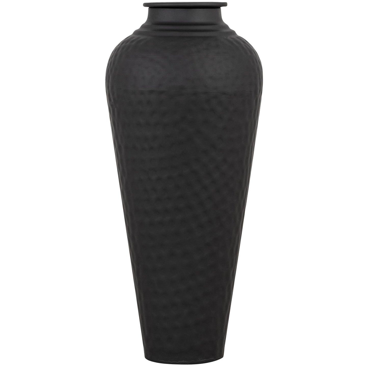 Matt Black Hammered Vase With Lid - Luxe Home Comforts