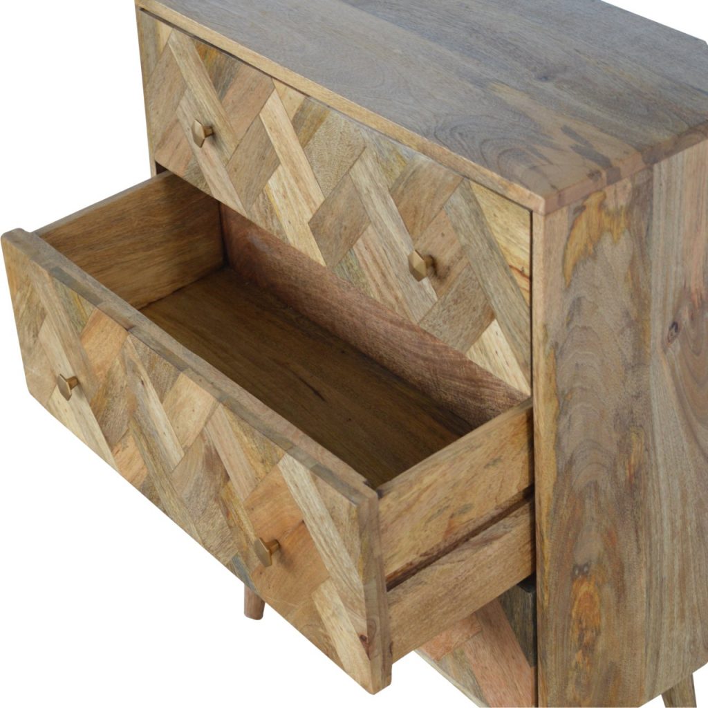 3 Drawer Zig-Zag Patterned Patchwork Chest Of Drawers
