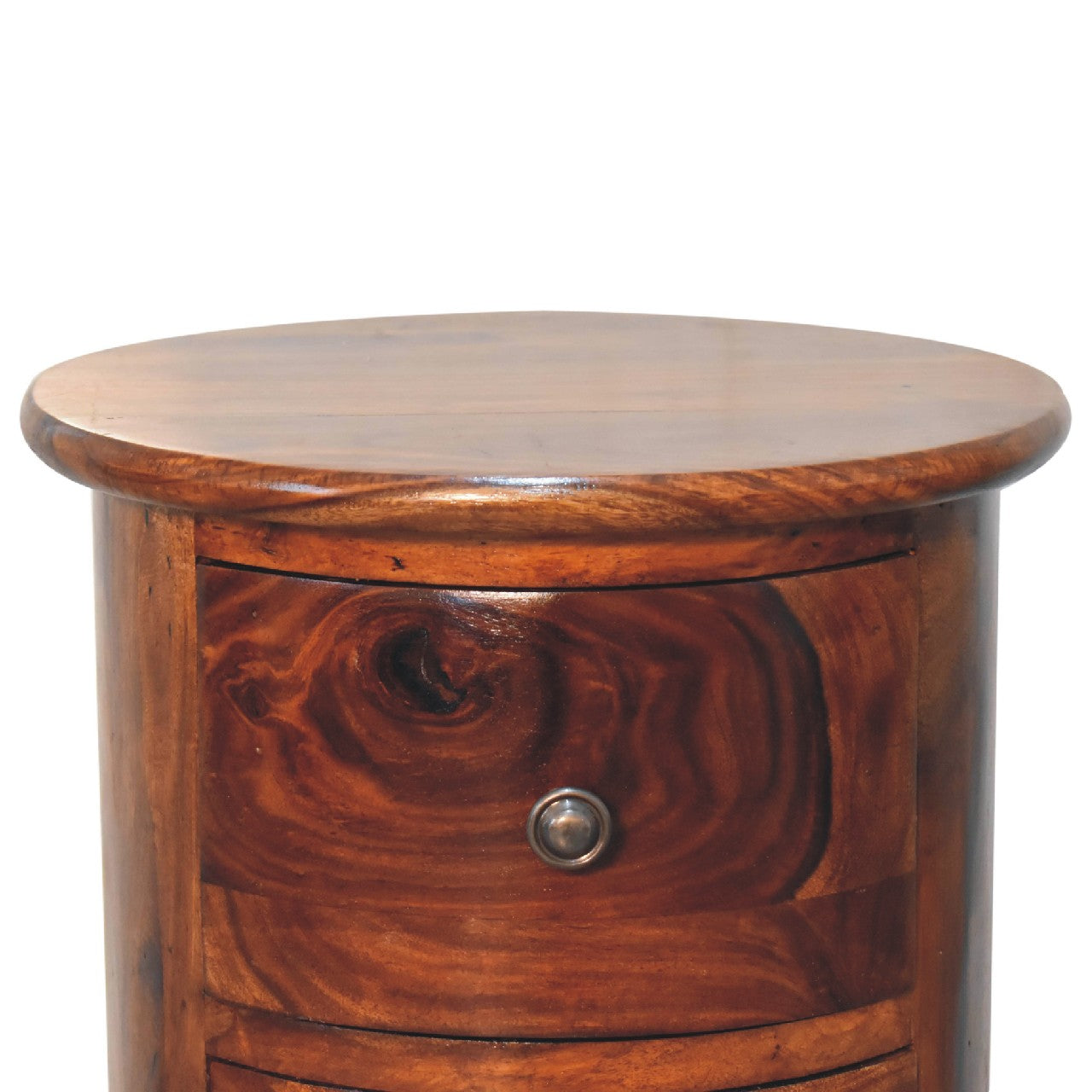 3 Drawer Chestnut Sheesham Drum - Luxe Home Comforts