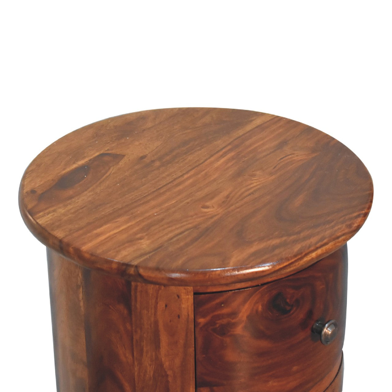3 Drawer Chestnut Sheesham Drum - Luxe Home Comforts