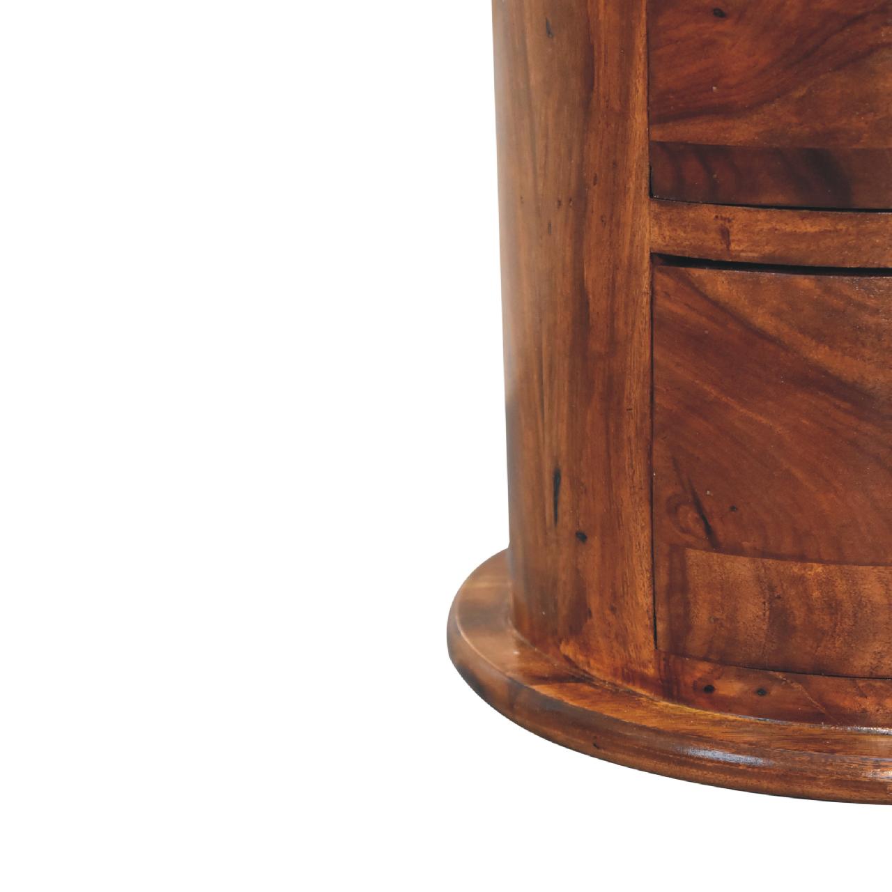 3 Drawer Chestnut Sheesham Drum - Luxe Home Comforts