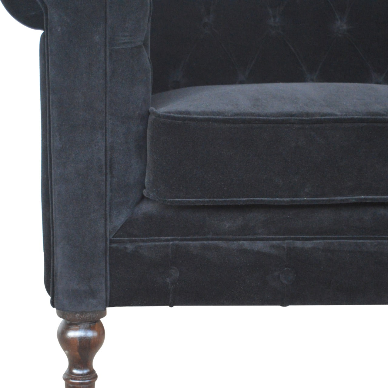 Black Velvet Chesterfield Sofa - Luxe Home Comforts