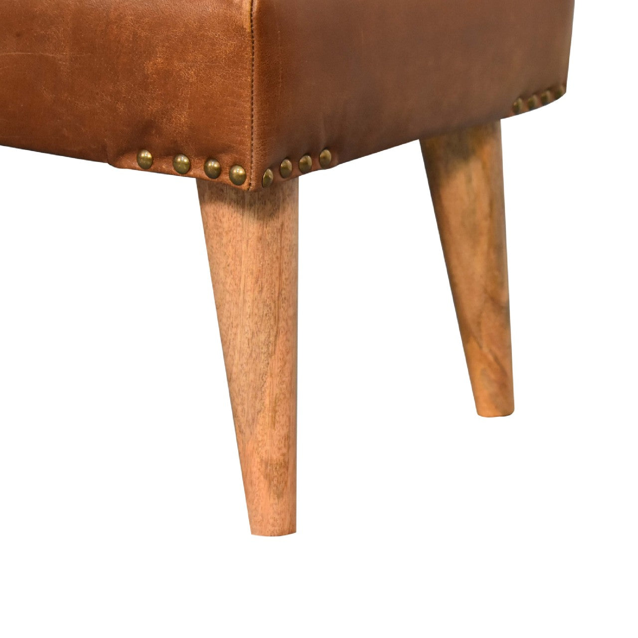 Bouclé Buffalo Hide Leather Bench - Luxe Home Comforts
