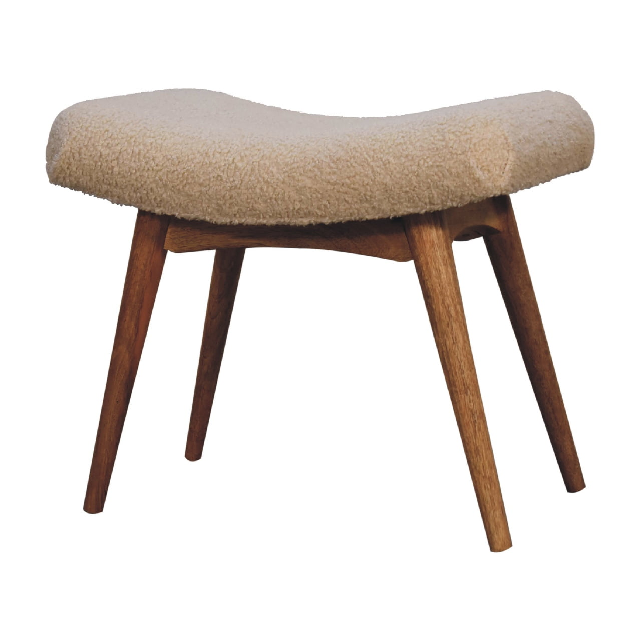 Boucle Cream Curved Bench - Luxe Home Comforts