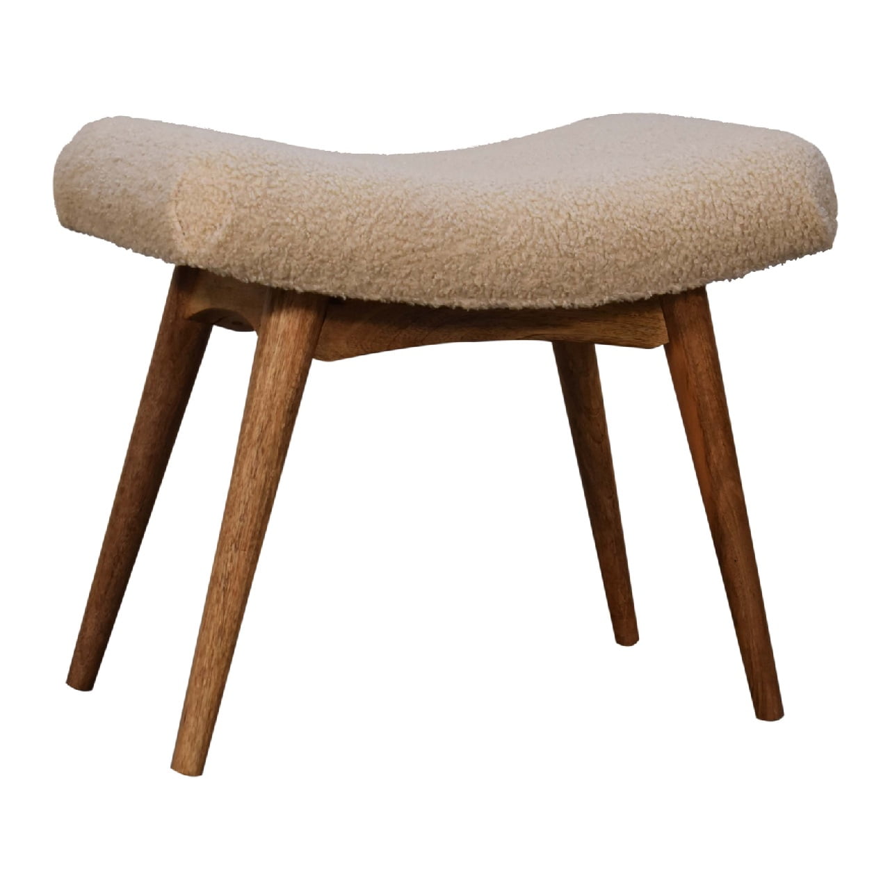 Boucle Cream Curved Bench - Luxe Home Comforts