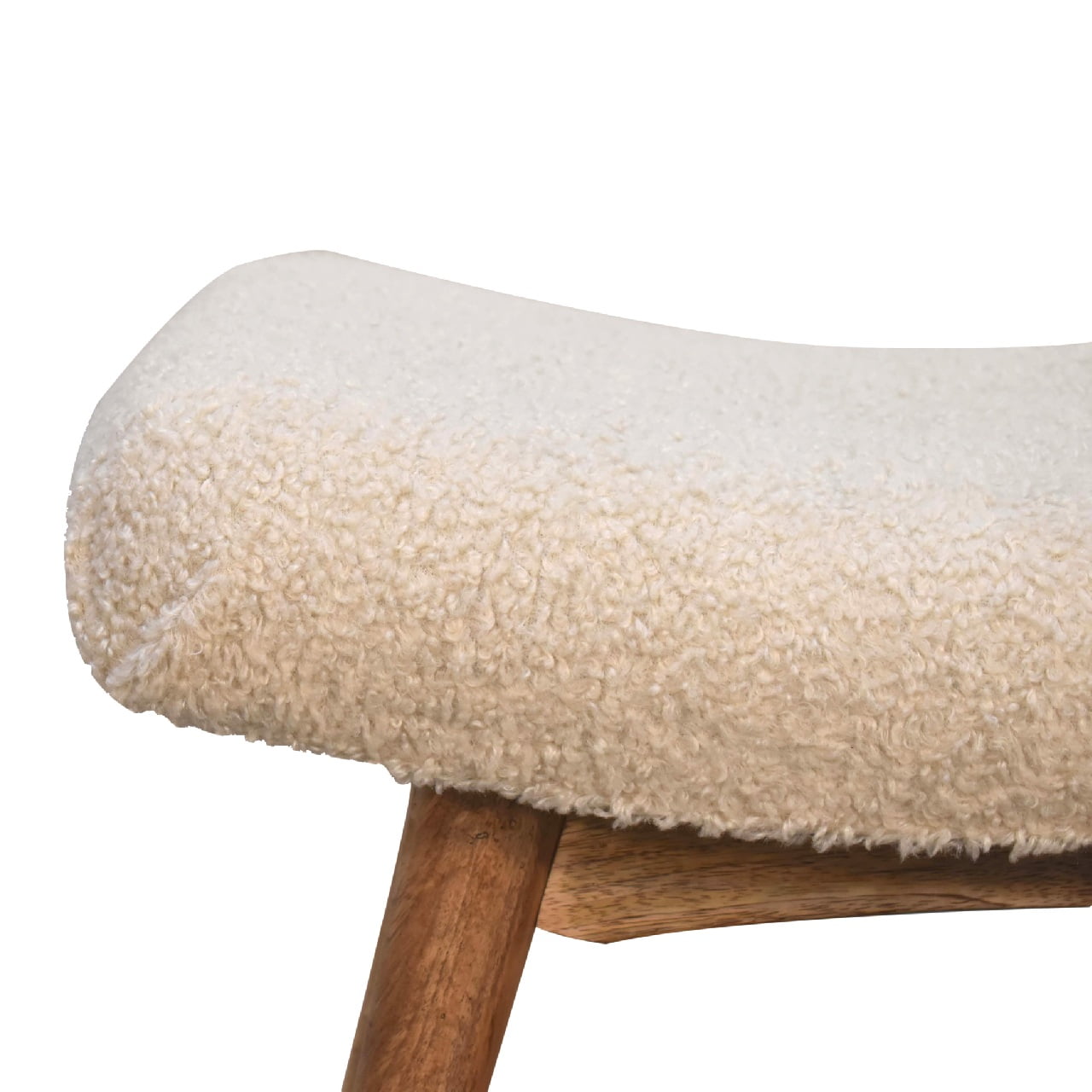 Boucle Cream Curved Bench - Luxe Home Comforts