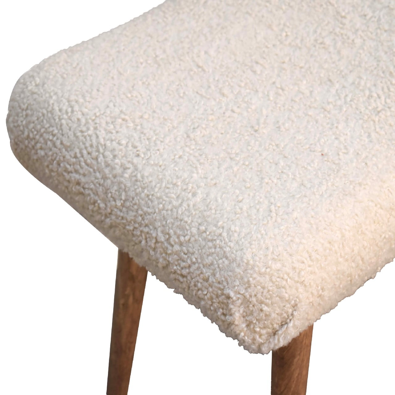 Boucle Cream Curved Bench - Luxe Home Comforts